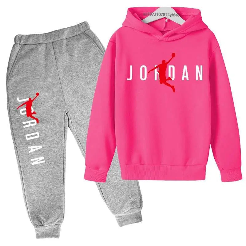 "Kids 2-Piece Hoodie & Pants Tracksuit – Stylish Letter Print Outfit for Boys & Girls (Ages 3-13), Perfect for Spring & Autumn Streetwear"