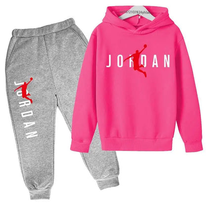 "Kids 2-Piece Hoodie & Pants Tracksuit – Stylish Letter Print Outfit for Boys & Girls (Ages 3-13), Perfect for Spring & Autumn Streetwear"