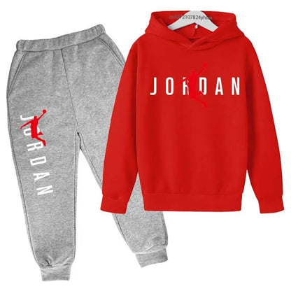 "Kids 2-Piece Hoodie & Pants Tracksuit – Stylish Letter Print Outfit for Boys & Girls (Ages 3-13), Perfect for Spring & Autumn Streetwear"